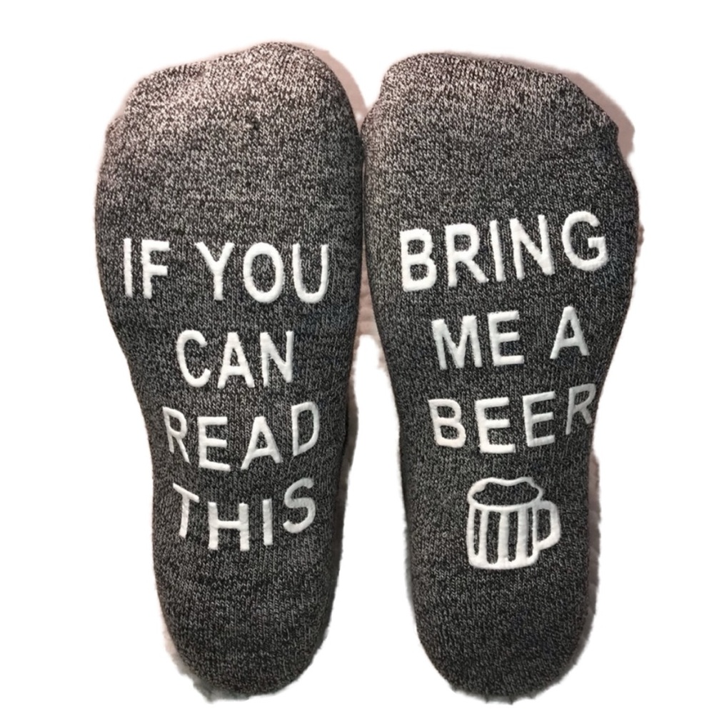 3/$25 MENS SOCKS QUOTE SAYING “IF YOU CAN READ THIS BRING ME A BEER” 
SHOE SIZ…